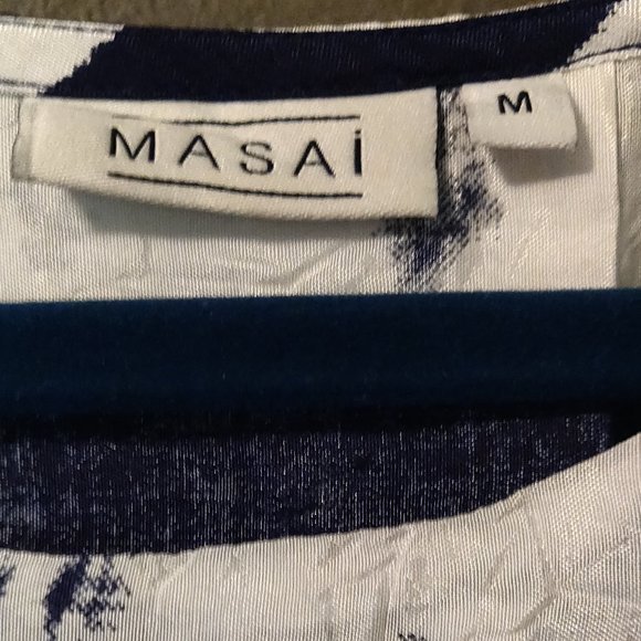 Masai Copenhagen Navy and Cream Stripe Viscose Blouse SIZE MEDIUM - Picture 4 of 5
